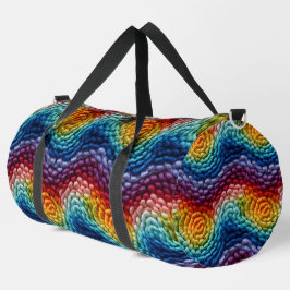 Farbenfrohe, trendy Regenbogen-Knittermuster Duffle Bag