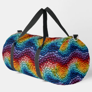 Farbenfrohe, trendy Regenbogen-Knittermuster Duffle Bag