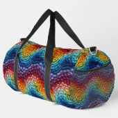 Farbenfrohe, trendy Regenbogen-Knittermuster Duffle Bag (Rechte Ecke)