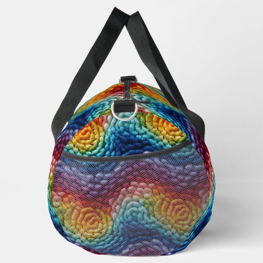Farbenfrohe, trendy Regenbogen-Knittermuster Duffle Bag (Rechts)