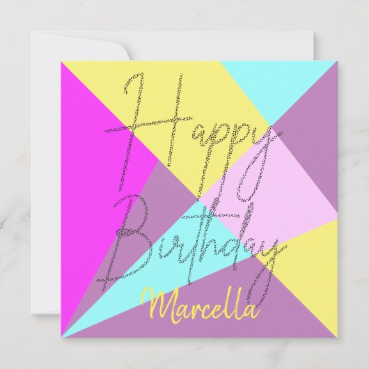 Farbenfrohe Trendy Stylish Chic Happy Birthday Scr Karte (Vorderseite)