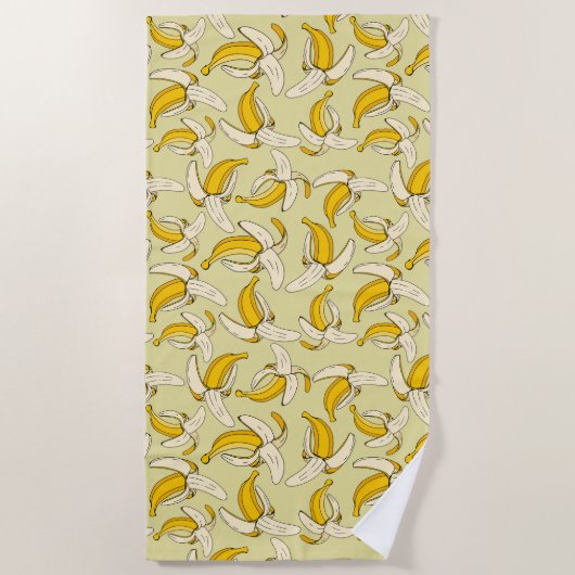 Farbenfrohe trendy tropische Bananenmuster Strandtuch (Vorderseite)