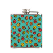 Farbenfrohe Treppenbuchten auf türkis Flachmann (Rückseite)