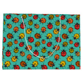 Farbenfrohe Treppenbuchten auf türkis Große Geschenktüte (Rückseite)