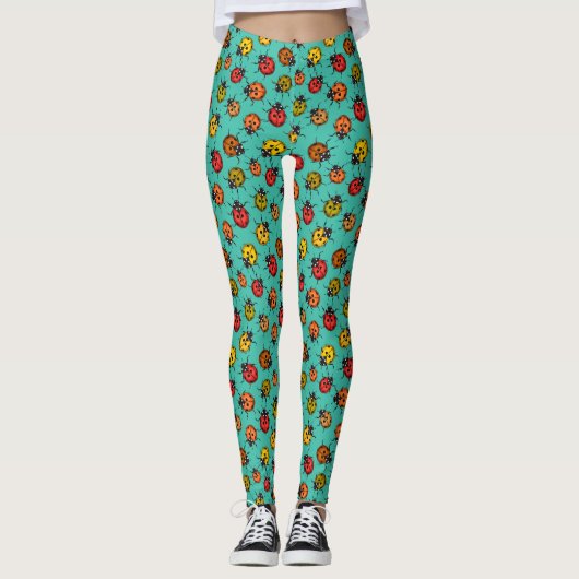 Farbenfrohe Treppenbuchten auf türkis Leggings (Vorderseite)