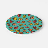 Farbenfrohe Treppenbuchten auf türkis Pappteller (Schrägansicht)