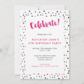 Farbenfrohe Triangle Confetti-Party Einladung (Vorderseite)