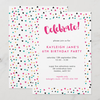 Farbenfrohe Triangle Confetti-Party Einladung