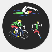 Farbenfrohe Triathlon Design Classic Round Sticker