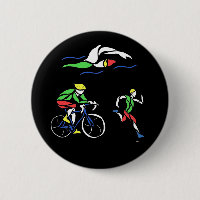 Farbenfrohe Triathlon Design Pinback Taste