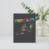 Farbenfrohe Triathlon Swim Rad Athlete Sport Postkarte (Stehend Vorderseite)