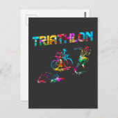 Farbenfrohe Triathlon Swim Rad Athlete Sport Postkarte (Vorne/Hinten)