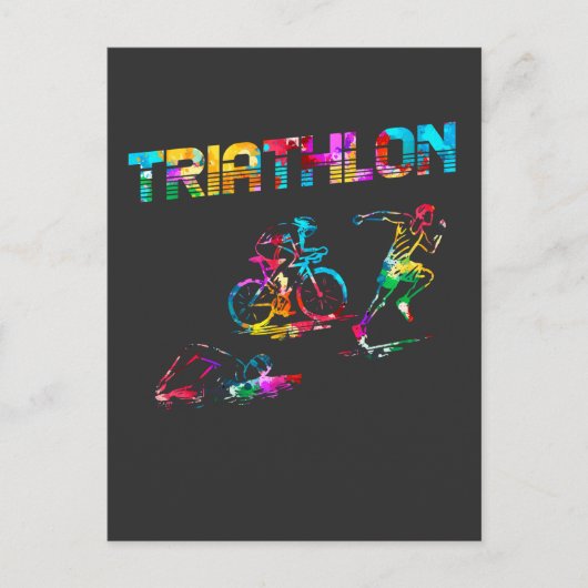Farbenfrohe Triathlon Swim Rad Athlete Sport Postkarte (Vorderseite)
