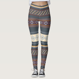 Farbenfrohe Tribal Aztec Art Blue Lila Dark Niedli Leggings