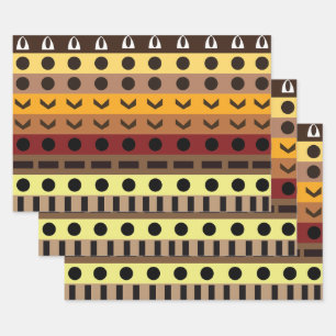 Farbenfrohe Tribal Deko Art Pattern Geschenkpapier Set