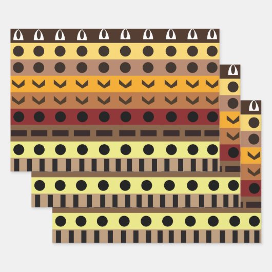 Farbenfrohe Tribal Deko Art Pattern Geschenkpapier Set (Set)