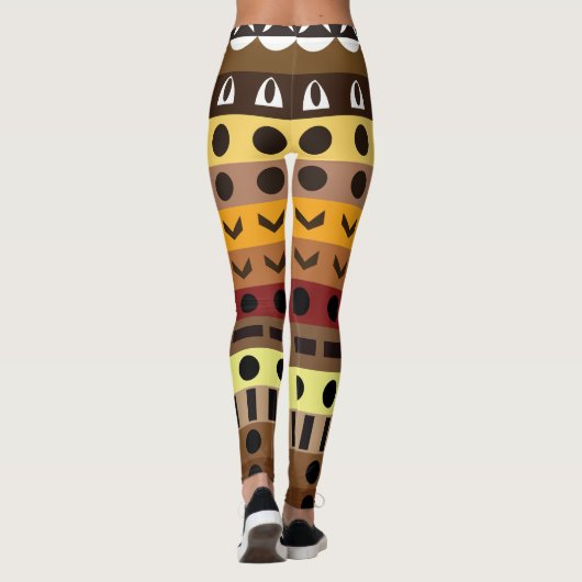 Farbenfrohe Tribal Deko Art Pattern Leggings (Rückseite)