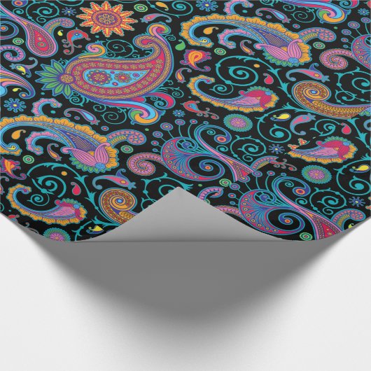 Farbenfrohe Tribal Floral Paisley Muster Geschenkpapier (Ecke)