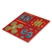 Farbenfrohe Tribal Mosaik Kunst Fliese (Seite)