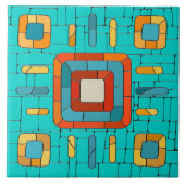 Farbenfrohe Tribal Mosaik Kunst Fliese (Vorderseite)