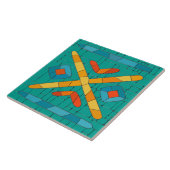 Farbenfrohe Tribal Mosaik Kunst Fliese (Seite)