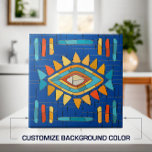 Farbenfrohe Tribal Mosaik Kunst Fliese<br><div class="desc">Farbenfrohe Tribal Mosaik Art. Passen Sie die Hintergrundfarbe an,  um Ihre Einrichtung zu gestalten.</div>