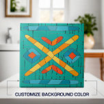 Farbenfrohe Tribal Mosaik Kunst Fliese<br><div class="desc">Farbenfrohe Tribal Mosaik Art. Passen Sie die Hintergrundfarbe an,  um Ihre Einrichtung zu gestalten.</div>