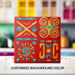 Farbenfrohe Tribal Mosaik Kunst Fliese<br><div class="desc">Farbenfrohe Tribal Mosaik Art. Passen Sie die Hintergrundfarbe an,  um Ihre Einrichtung zu gestalten.</div>