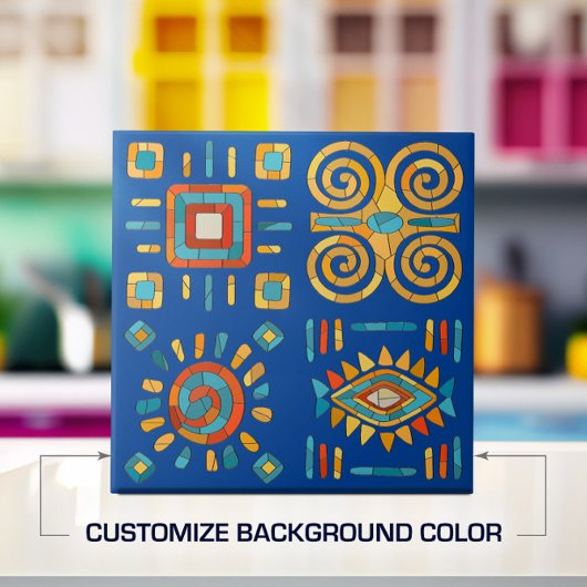 Farbenfrohe Tribal Mosaik Kunst Fliese