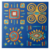 Farbenfrohe Tribal Mosaik Kunst Fliese (Vorderseite)