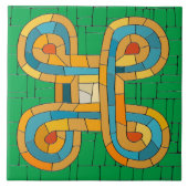 Farbenfrohe Tribal Mosaik Kunst Fliese (Vorderseite)