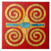 Farbenfrohe Tribal Mosaik Kunst Fliese (Vorderseite)