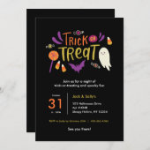 Farbenfrohe Trick oder Treatment Halloween-Party E Einladung (Vorne/Hinten)