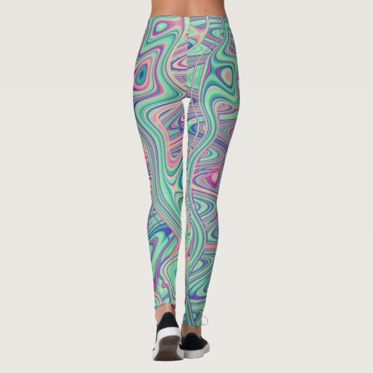 Farbenfrohe Trippy Acid Trip Digitale Abstrakte Ku Leggings (Rückseite)