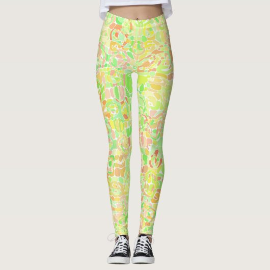 Farbenfrohe Trippy Boho Eclectic Groovy Blob Mosai Leggings (Vorderseite)