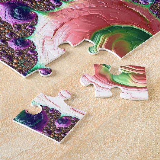 Farbenfrohe Trippy Groovy Fraktal Puzzle (Seite)