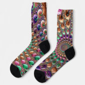 Farbenfrohe Trippy Groovy Fraktal Socken (Linkes Detail)