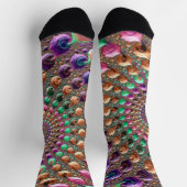 Farbenfrohe Trippy Groovy Fraktal Socken (Oben)