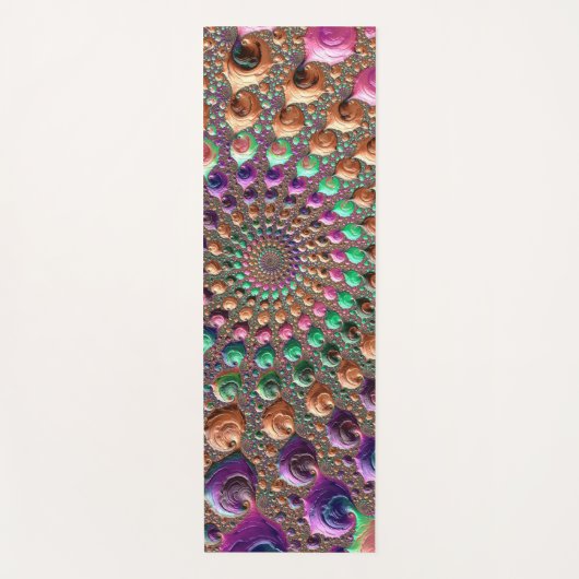Farbenfrohe Trippy Groovy Fraktal Yogamatte (Vorderseite)