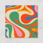 Farbenfrohe Trippy Retro Mod Swirl Quadratische Visitenkarte (Vorderseite)