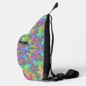 Farbenfrohe Trippy-Vibrany Groovy Fraktal Burst Crossbody Bag (Rechts)