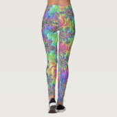 Farbenfrohe Trippy-Vibrany Groovy Fraktal Burst Leggings (Rückseite)