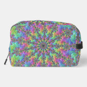 Farbenfrohe Trippy-Vibrany Groovy Fraktal Burst Waschbeutel (Rückseite)