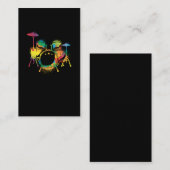 Farbenfrohe Trommel Set Retro Drummer Visitenkarte (Vorne/Hinten)