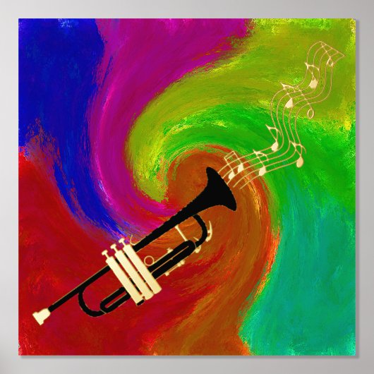 Farbenfrohe Trompetenmusik Foliendrucke (Vorderseite)