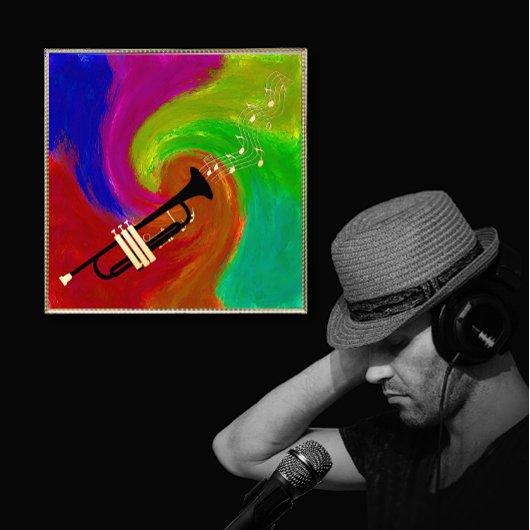 Farbenfrohe Trompetenmusik Foliendrucke