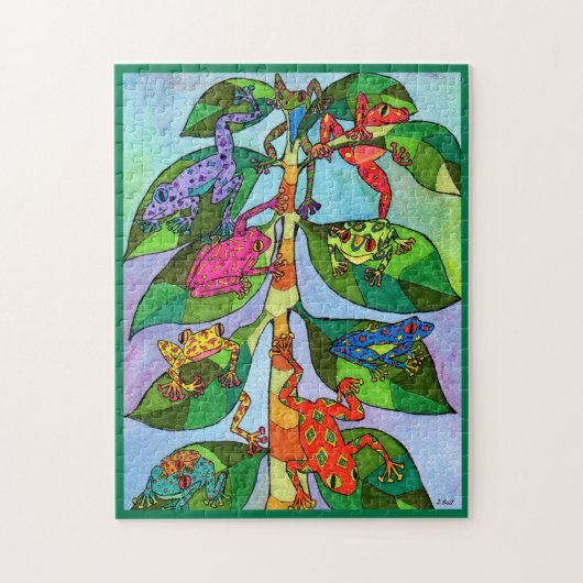 Farbenfrohe Tropenbäume Frösteln Folk Art Jigsaw P Puzzle (Vertikal)
