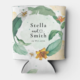 Farbenfrohe Tropenblumenhochzeit Dosenkühler