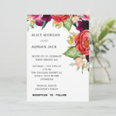 Farbenfrohe Tropenblumenhochzeit Einladung (Stehend Vorderseite)