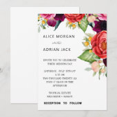 Farbenfrohe Tropenblumenhochzeit Einladung (Vorne/Hinten)